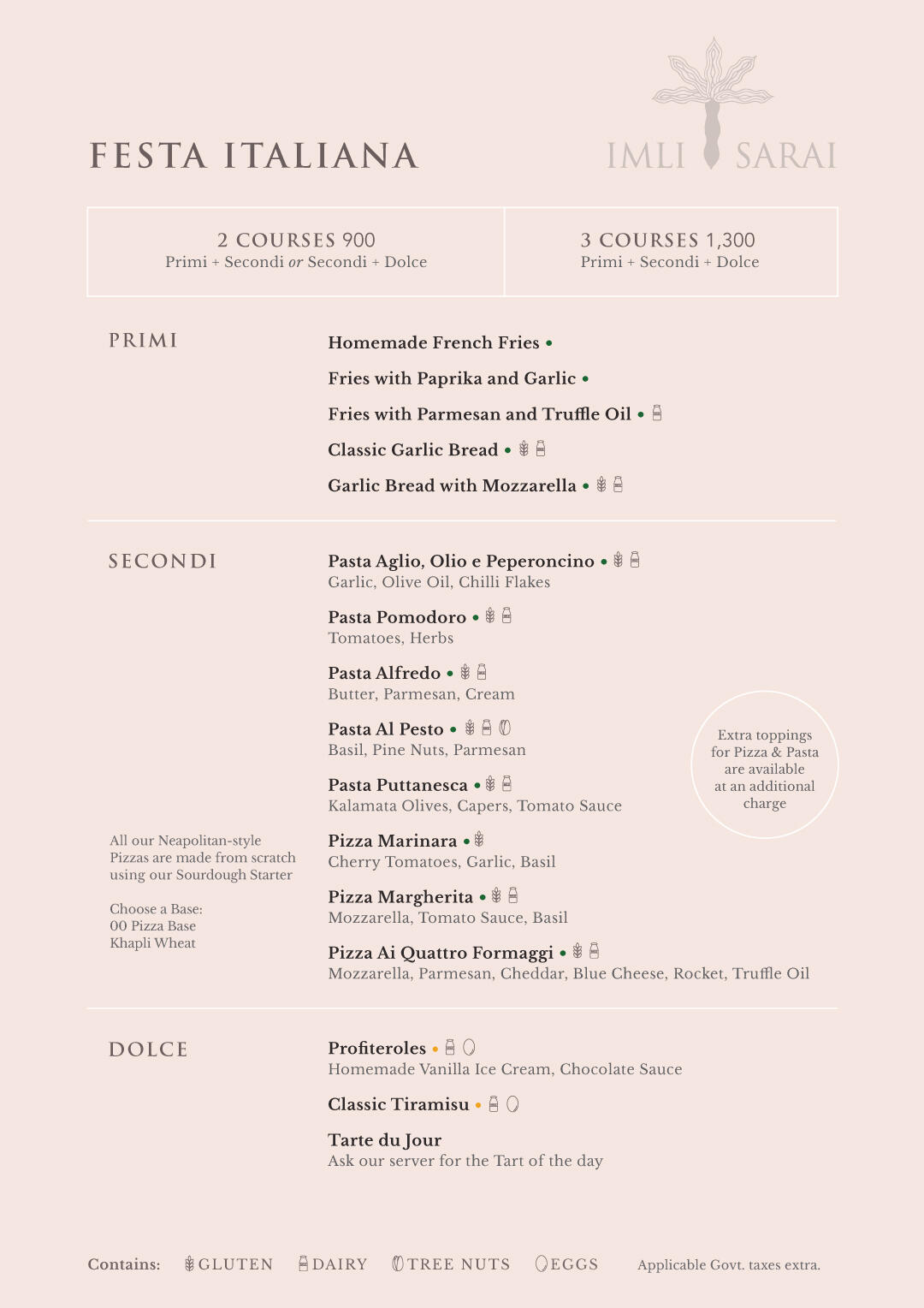Festa Italiana Menu