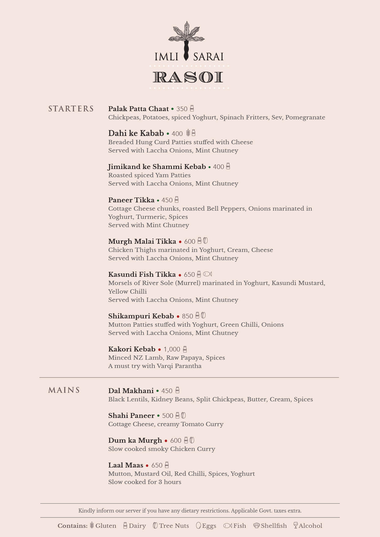 Festa Italiana Menu