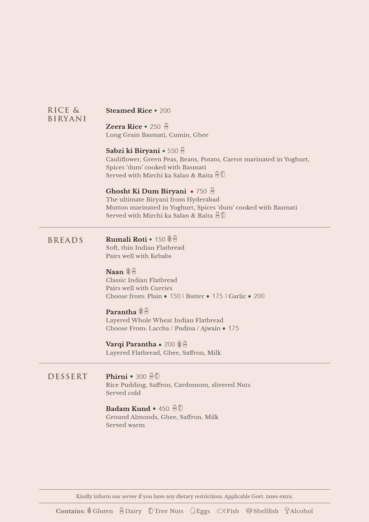 Festa Italiana Menu